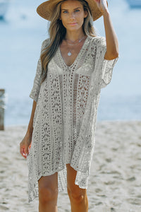 Thumbnail for Openwork V-Neck Slit Cover Up