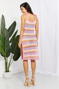Thumbnail for Striped Tie Shoulder Split Cover Up Dress