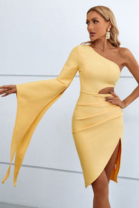 Thumbnail for Cutout Split Flare Sleeve One-Shoulder Dress - MiaMore | Luxary Classic Charm