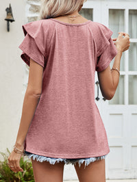 Thumbnail for Layered Flutter Sleeve V-Neck Top - MiaMore | Luxary Classic Charm