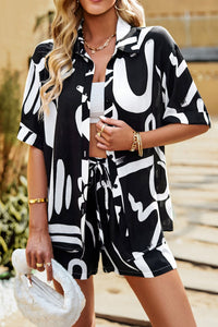 Thumbnail for Printed Dropped Shoulder Shirt and Shorts Set