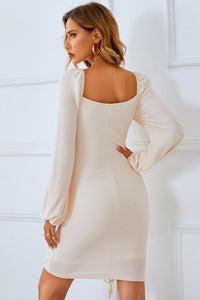 Thumbnail for Drawstring Ruched Square Neck Dress