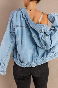 Thumbnail for Button Down Dropped Shoulder Denim Jacket