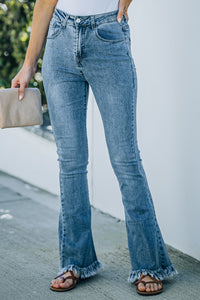 Thumbnail for Frayed Hem Flare Jeans