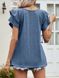 Thumbnail for Layered Flutter Sleeve V-Neck Top - MiaMore | Luxary Classic Charm