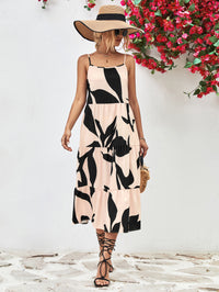 Thumbnail for Printed Spaghetti Strap Tiered Midi Dress