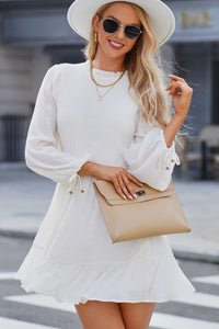 Thumbnail for Smocked Tied Balloon Sleeve Mini Dress