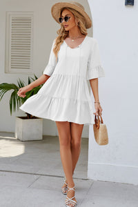 Thumbnail for Tied Flounce Sleeve Mini Dress