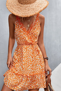 Thumbnail for Floral Frill Trim Sleeveless Mini Dress
