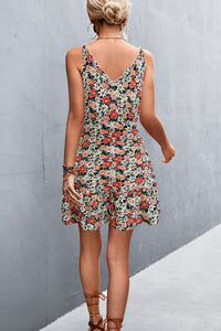 Thumbnail for Floral Frill Trim Sleeveless Mini Dress
