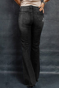 Thumbnail for Distressed Raw Hem Flare Jeans