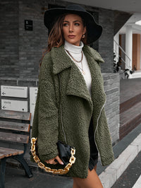 Thumbnail for Zip-Up Collared Teddy Jacket