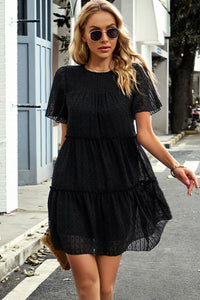 Thumbnail for Swiss Dot Smocked Frill Trim Dress