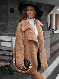 Thumbnail for Zip-Up Collared Teddy Jacket