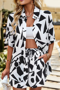 Thumbnail for Printed Dropped Shoulder Shirt and Shorts Set