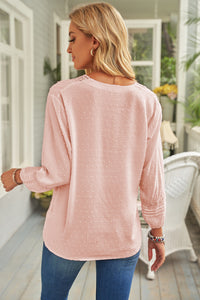 Thumbnail for Swiss Dot Three-Quarter Sleeve Spliced Lace Blouse - MiaMore | Luxary Classic Charm
