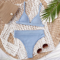 Thumbnail for Spaghetti Strap Ribbed Bikini Set
