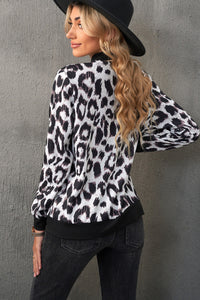 Thumbnail for Leopard Zip-Up Bomber Jacket