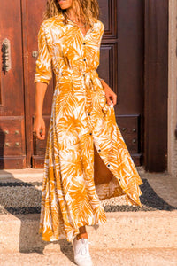 Thumbnail for Botanical Print Maxi Shirt Dress