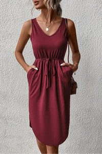 Thumbnail for V-Neck Curved Hem Sleeveless Dress