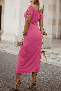 Thumbnail for Off-Shoulder Short Sleeve Split Dress