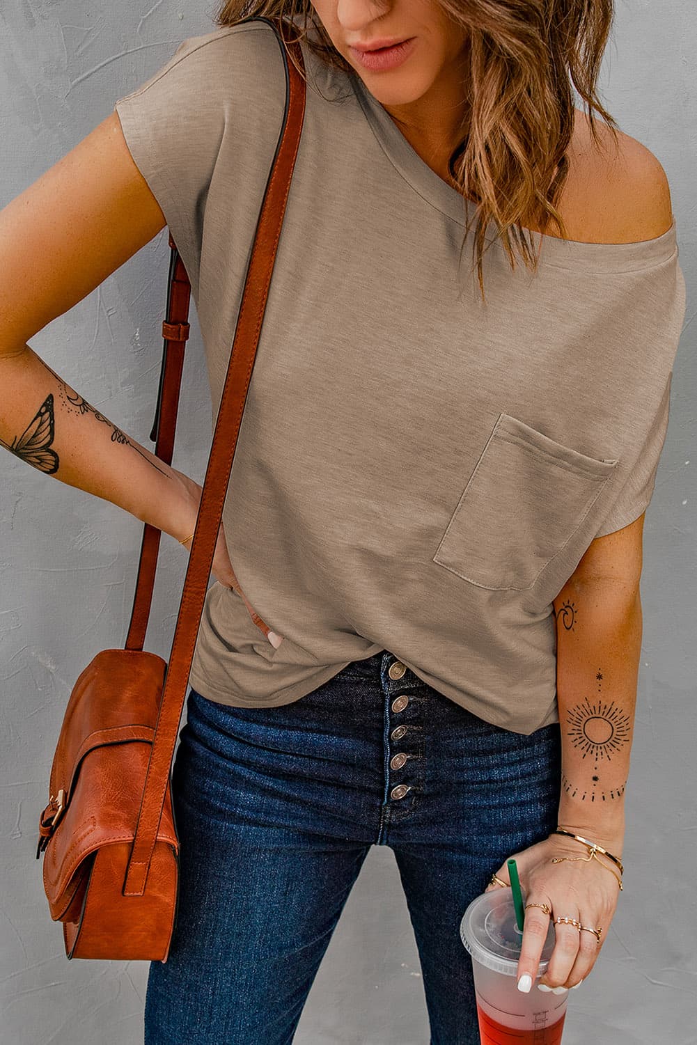 Capped Sleeve Round Neck T-Shirt - MiaMore | Luxary Classic Charm