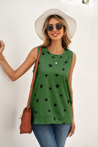 Thumbnail for Star Print Tank with Slits