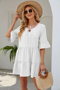 Thumbnail for Tied Flounce Sleeve Mini Dress