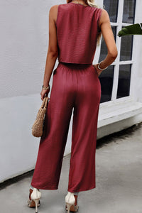 Thumbnail for V-Neck Tank and Drawstring Pants Set