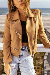 Thumbnail for Zip-Up Suede Jacket
