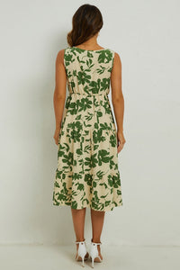 Thumbnail for Floral Round Neck Tiered Sleeveless Dress