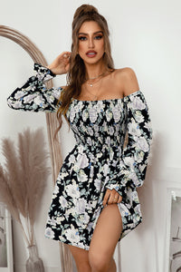 Thumbnail for Floral Flounce Sleeve Smocked Square Neck Dress
