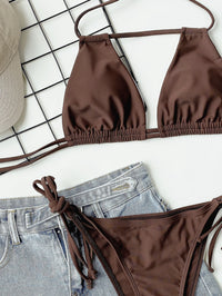 Thumbnail for Halter Neck Ruched Bikini Set