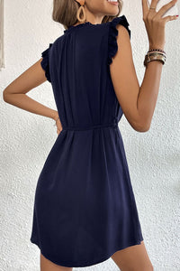 Thumbnail for Ruffled Tie-Waist Keyhole Dress