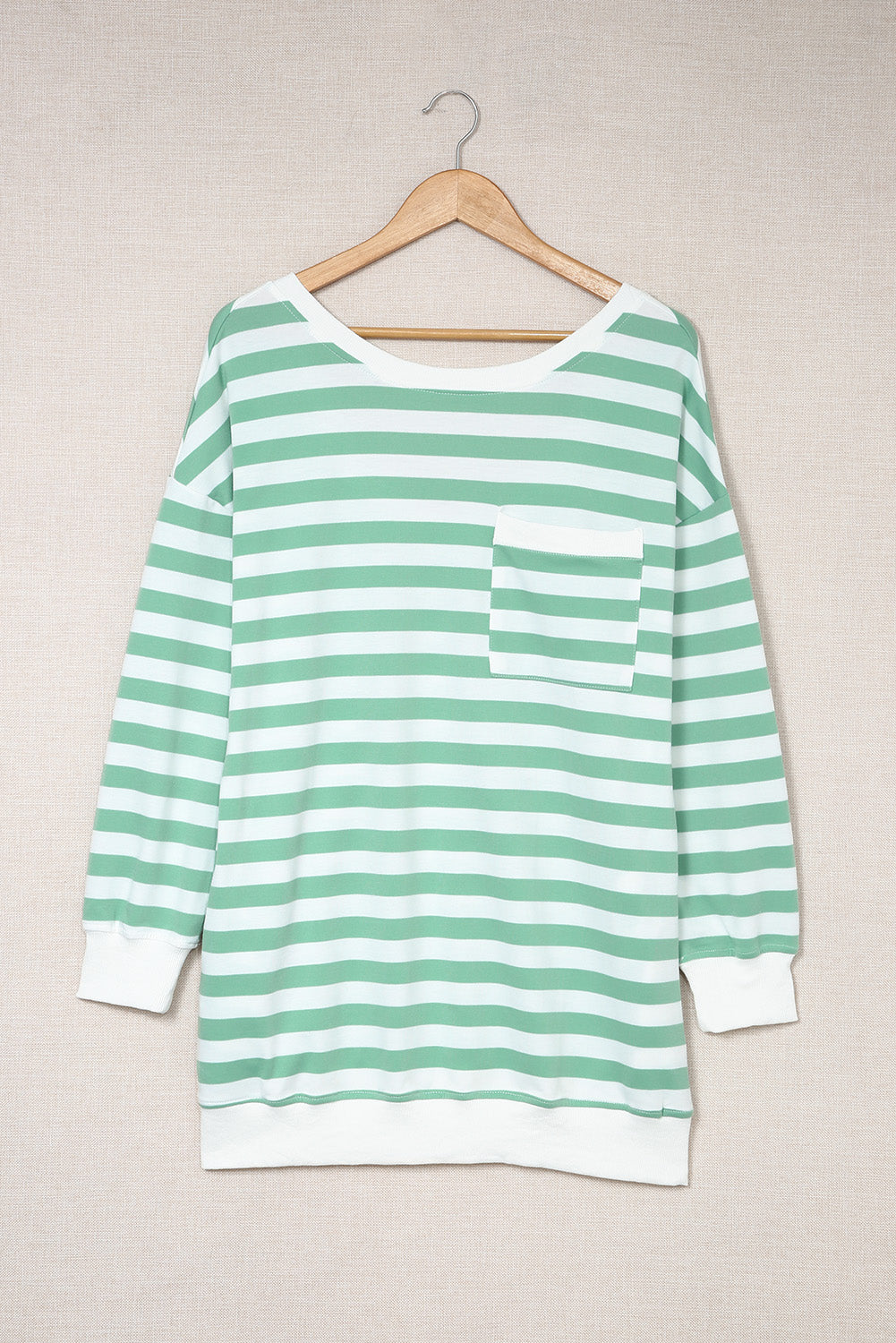 Striped Dropped Shoulder Longline Top - MiaMore | Luxary Classic Charm