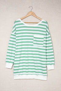 Thumbnail for Striped Dropped Shoulder Longline Top - MiaMore | Luxary Classic Charm