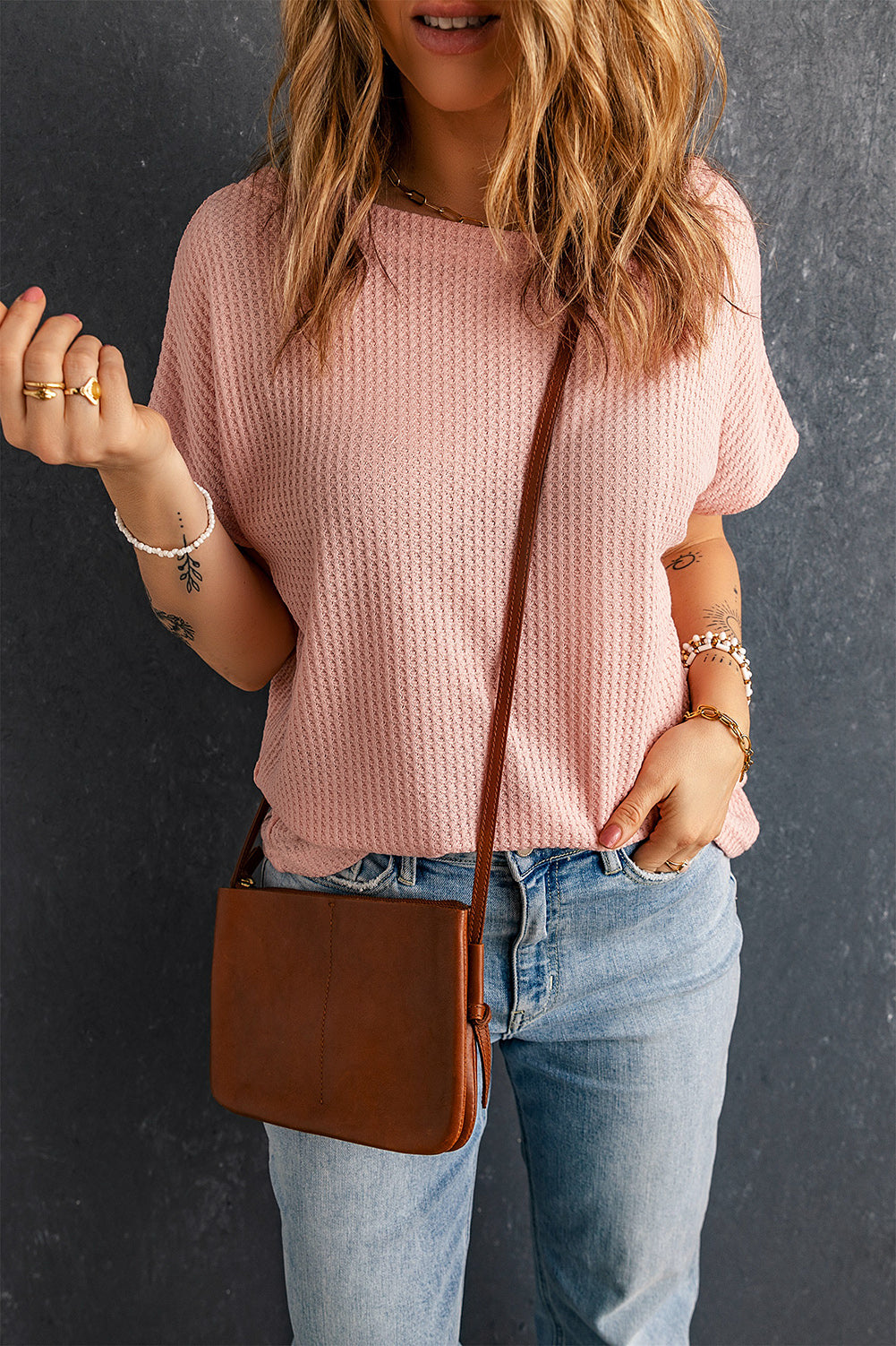 Boat Neck Waffle-Knit Top - MiaMore | Luxary Classic Charm