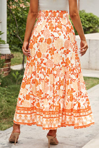 Thumbnail for Floral Smocked Tiered Maxi Skirt