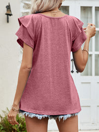 Thumbnail for Layered Flutter Sleeve V-Neck Top - MiaMore | Luxary Classic Charm