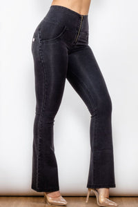 Thumbnail for Zip Detail Flare Long Jeans