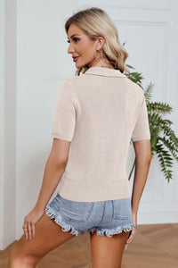 Thumbnail for Johnny Collar Short Sleeve Knit Top