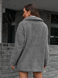 Thumbnail for Zip-Up Collared Teddy Jacket
