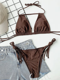 Thumbnail for Halter Neck Ruched Bikini Set