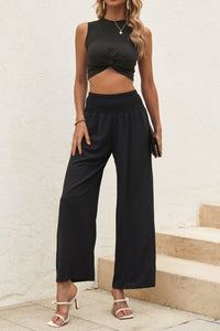 Thumbnail for Twist Front Cropped Tank and Pants Set