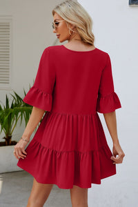 Thumbnail for Tied Flounce Sleeve Mini Dress