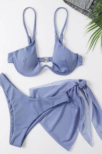 Thumbnail for Ribbed High Cut Three-Piece Swim Set