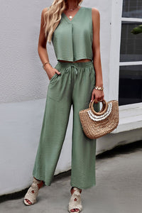 Thumbnail for V-Neck Tank and Drawstring Pants Set