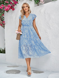 Thumbnail for Floral Surplice Flutter Sleeve Dress
