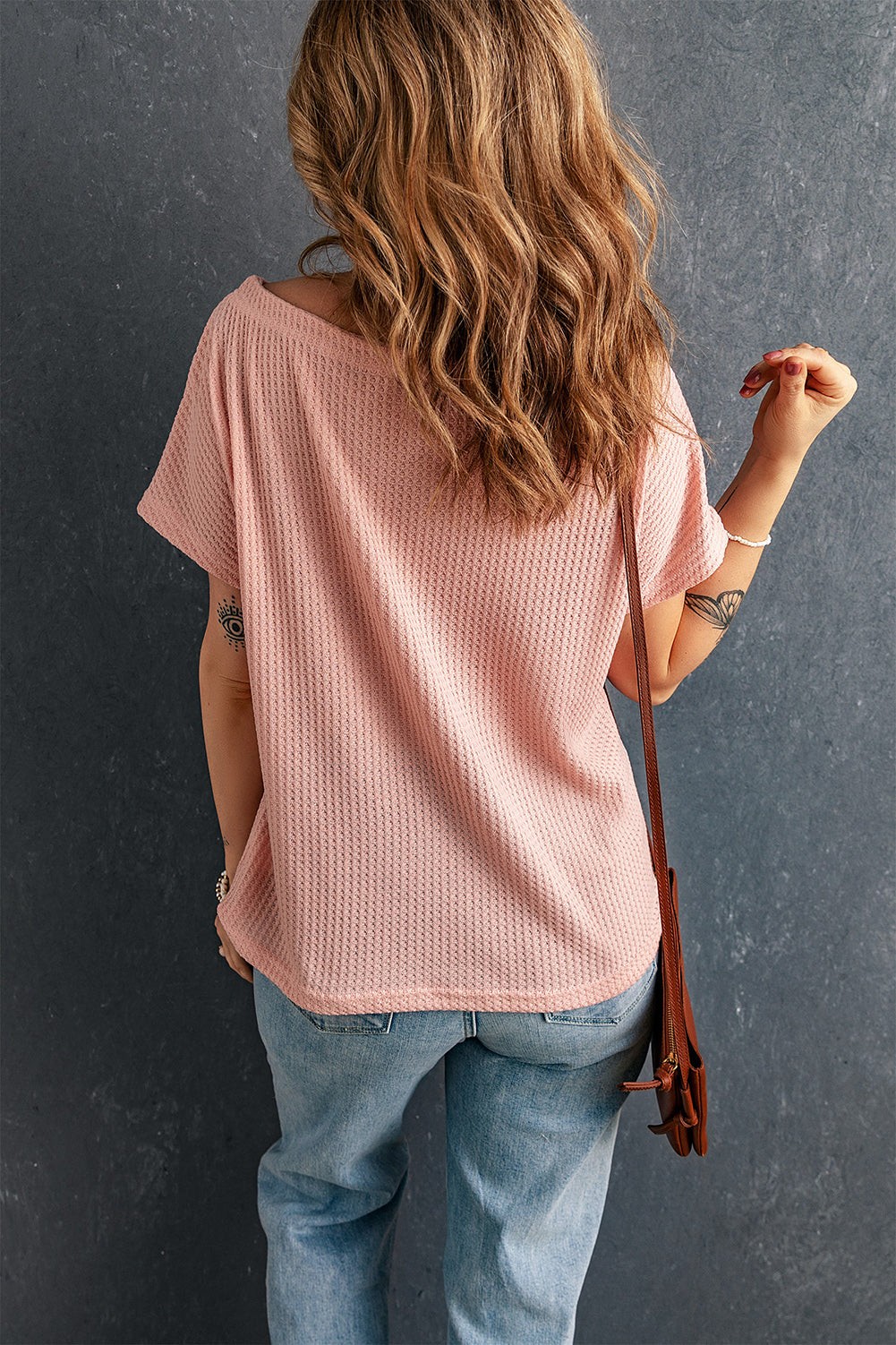 Boat Neck Waffle-Knit Top - MiaMore | Luxary Classic Charm