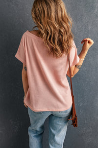 Thumbnail for Boat Neck Waffle-Knit Top - MiaMore | Luxary Classic Charm